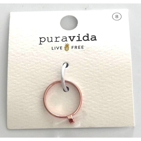 Pura Vida Rose Gold Luna Quartz Ring Size 8 Rock Crystal Accent - Picture 1 of 3
